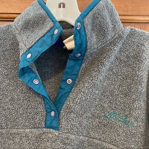 LL Bean Gray Fleece Pullover Sweater